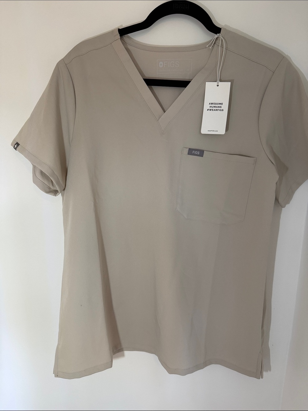 FIGS Women's Short Sleeve V-Neck Scrub Top in Taupe